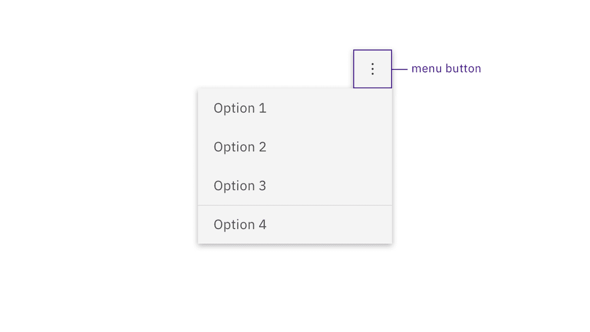 an activated button reveals 3 options in a menu an activated button reveals 3 options in a menu