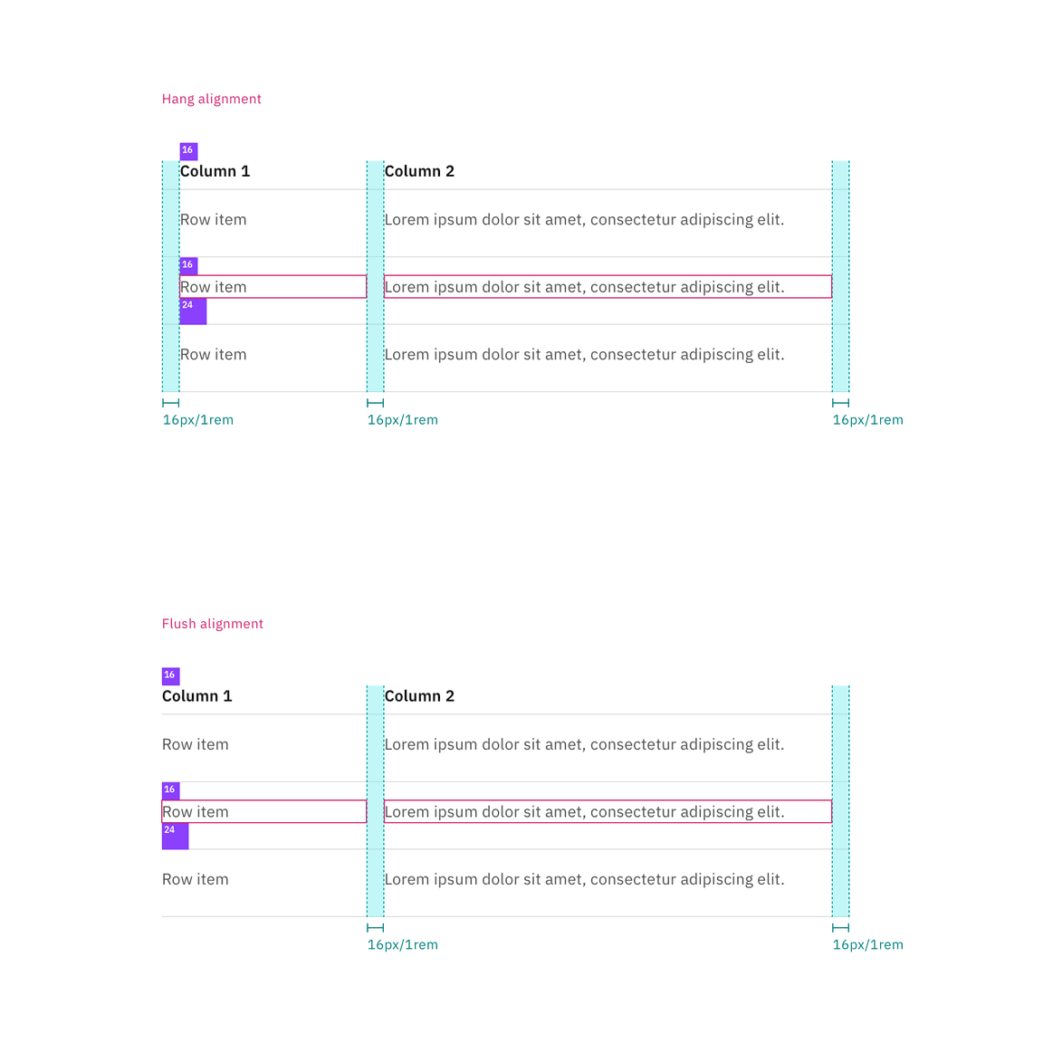 Spacing and measurements for structured list with selection Spacing and measurements for structured list with selection