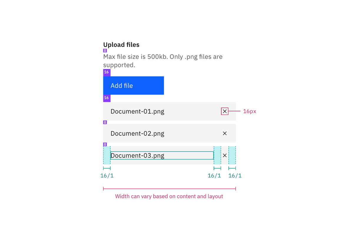 Structure and spacing measurements for file uploader Structure and spacing measurements for file uploader